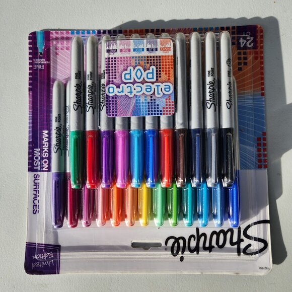 New SHARPIE Electro Pop Permanent Markers Fine Point Assorted Colors 24 Count Li - Picture 5 of 16